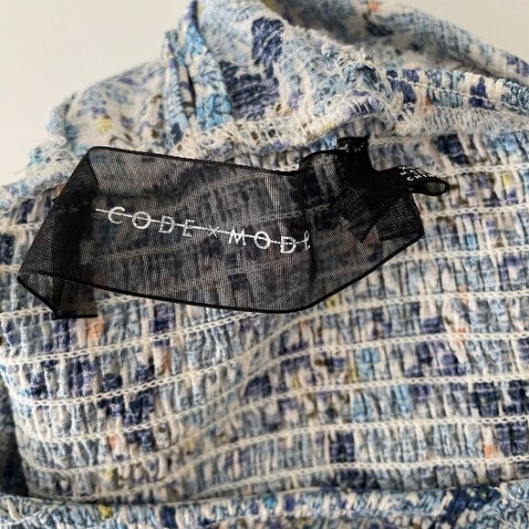 Code x Mode Ditzy Floral Smocked Midi Dress XS blue Cottage Prairie - Picture 7 of 14